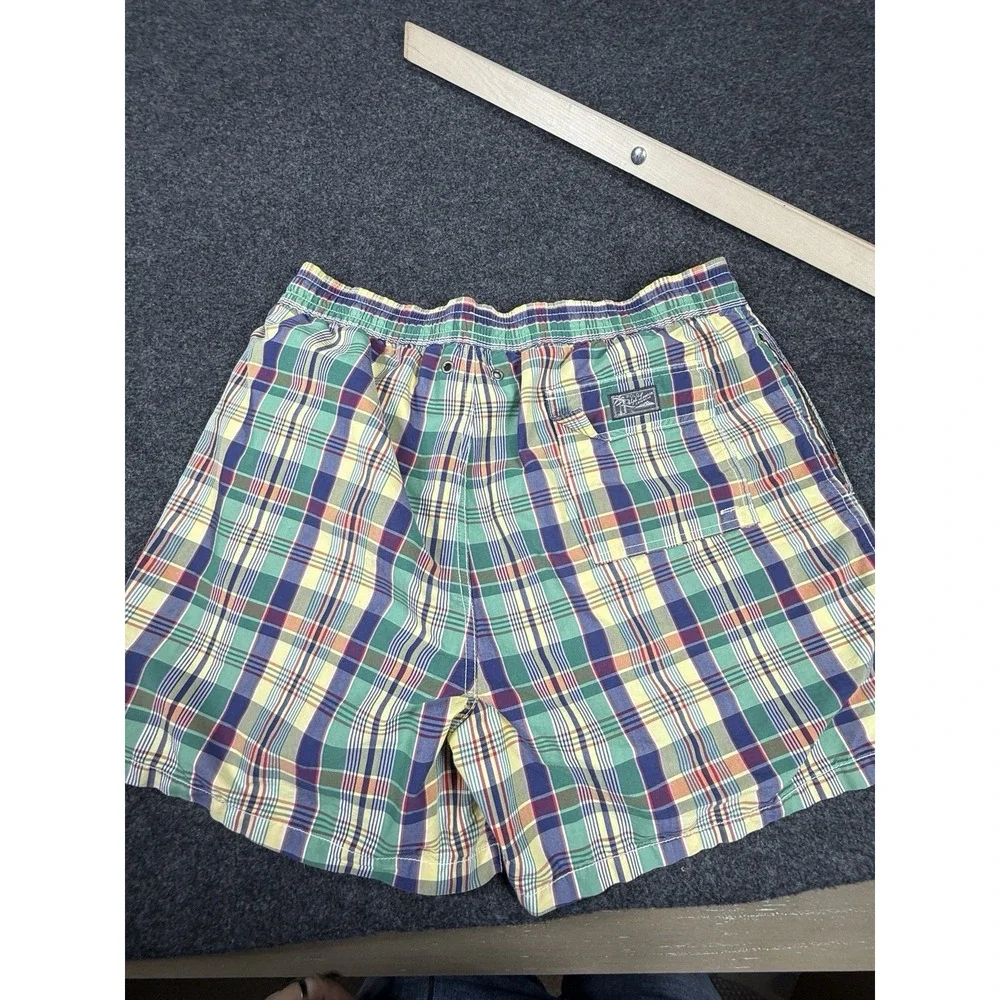 Polo‎ Ralph Lauren Plaid Swim Trunks Board Shorts Men Size Large Lined 4
